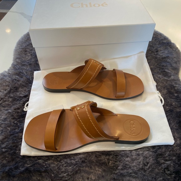 Chloe size 7.5 cognac brown sandals - Picture 6 of 6